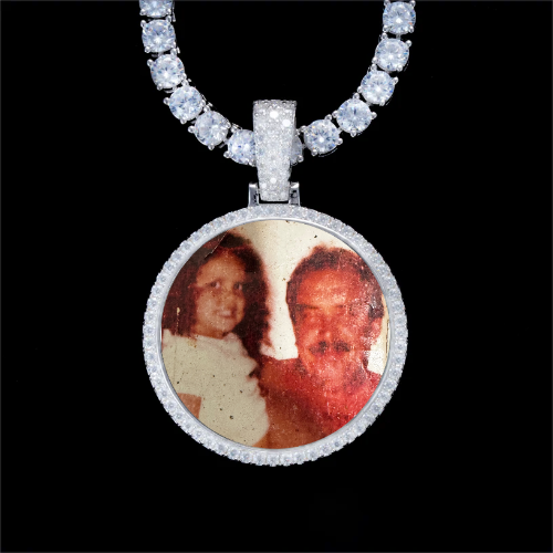 925S & VVS Moissanite 3D Circle Custom Picture Pendant