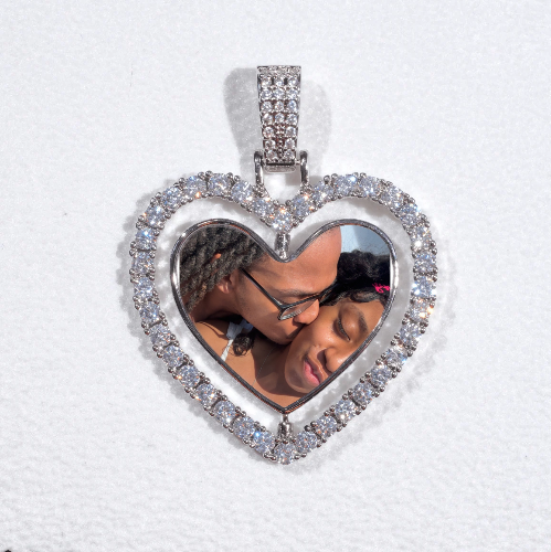 3D Spinning 2-Faced Heart Custom Picture Pendant