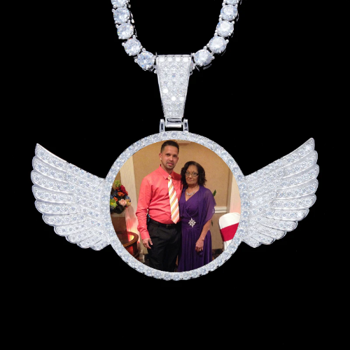 925S & VVS Moissanite 3D Wing Custom Picture Pendant