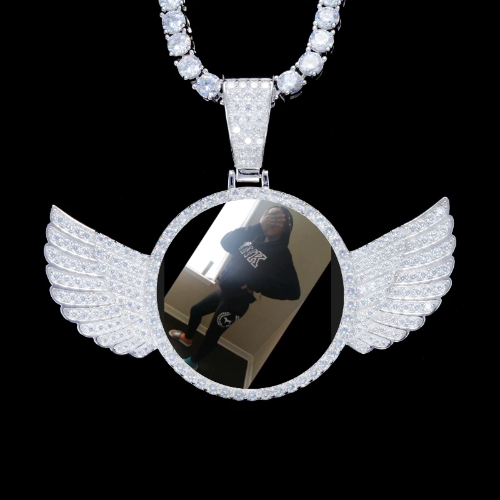 925S & VVS Moissanite 3D Wing Custom Picture Pendant