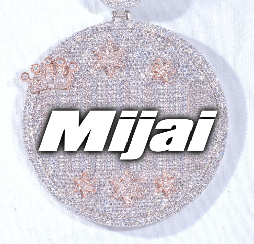 CUSTOM LETTER NECKLACE 3D BIG CROWN DISC