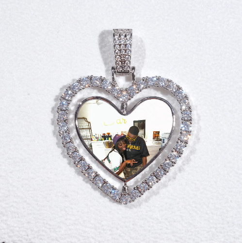 3D Spinning 2-Faced Heart Custom Picture Pendant