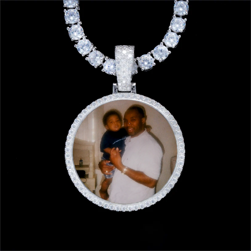925S & VVS Moissanite 3D Circle Custom Picture Pendant