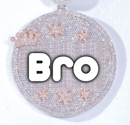CUSTOM LETTER NECKLACE 3D BIG CROWN DISC