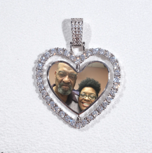 3D Spinning 2-Faced Heart Custom Picture Pendant