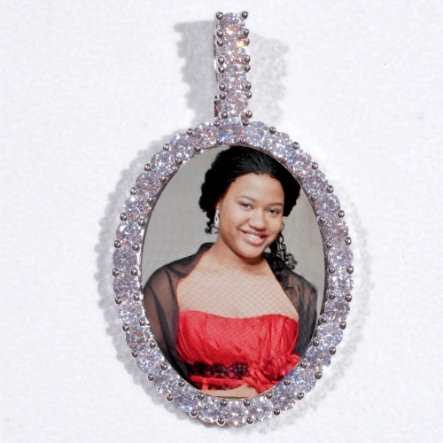 Large 3D Oval Custom Picture Pendant