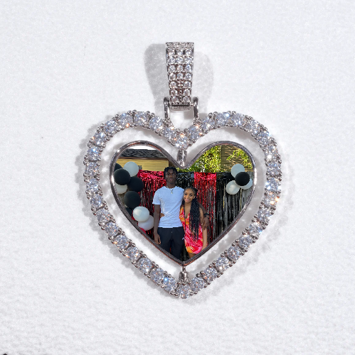 3D Spinning 2-Faced Heart Custom Picture Pendant