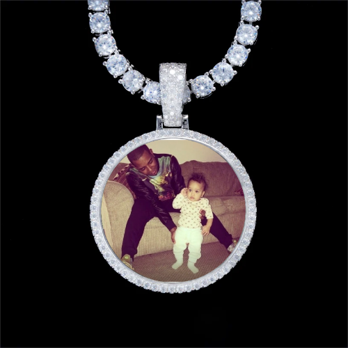 925S & VVS Moissanite 3D Circle Custom Picture Pendant