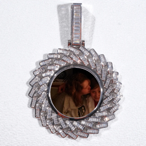 Large 3D Baguette Custom Picture Pendant