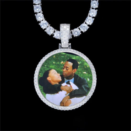 925S & VVS Moissanite 3D Circle Custom Picture Pendant