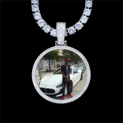 925S & VVS Moissanite 3D Circle Custom Picture Pendant