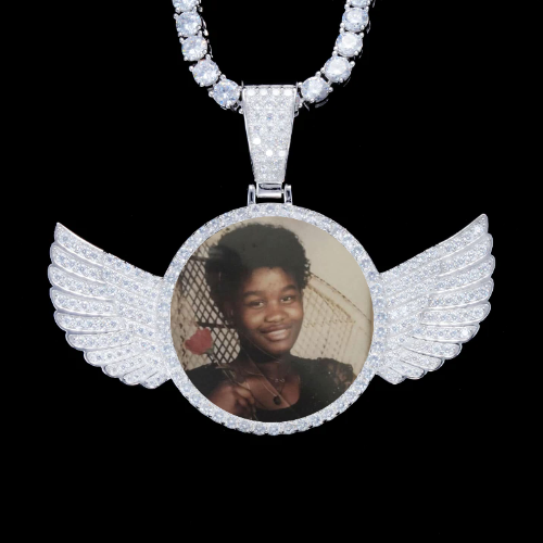 925S & VVS Moissanite 3D Wing Custom Picture Pendant