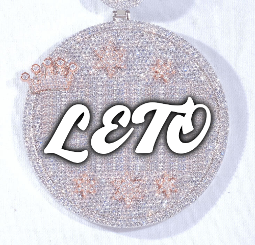 CUSTOM LETTER NECKLACE 3D BIG CROWN DISC