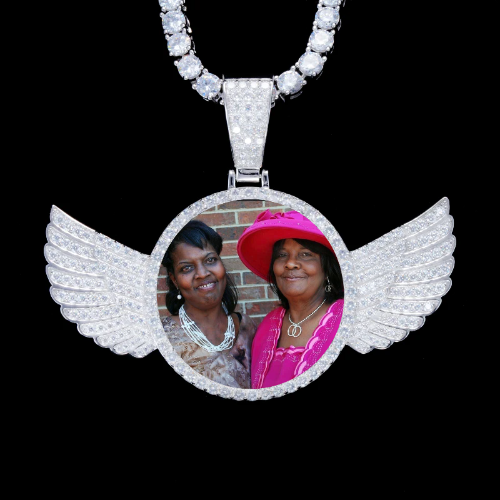 925S & VVS Moissanite 3D Wing Custom Picture Pendant