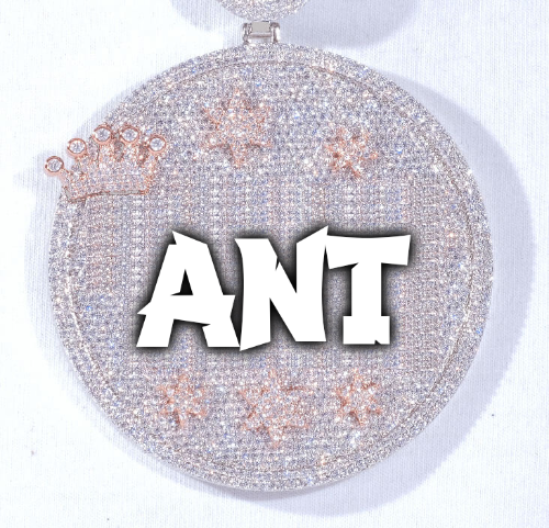 CUSTOM LETTER NECKLACE 3D BIG CROWN DISC