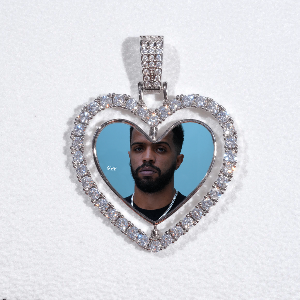 3D Spinning 2-Faced Heart Custom Picture Pendant