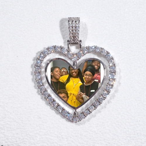 3D Spinning 2-Faced Heart Custom Picture Pendant