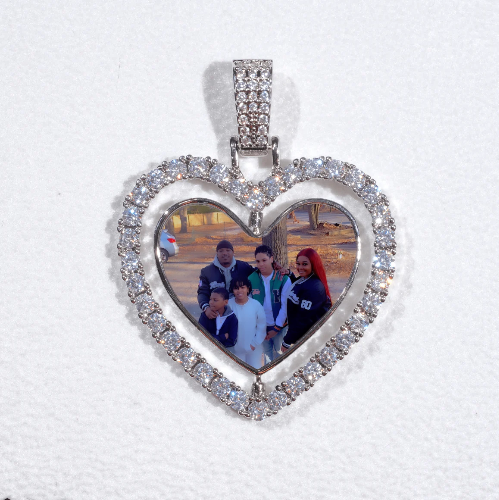 3D Spinning 2-Faced Heart Custom Picture Pendant