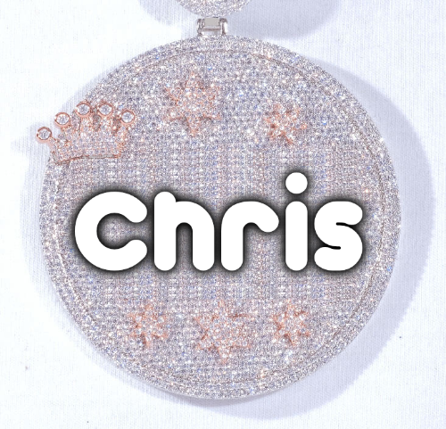 CUSTOM LETTER NECKLACE 3D BIG CROWN DISC