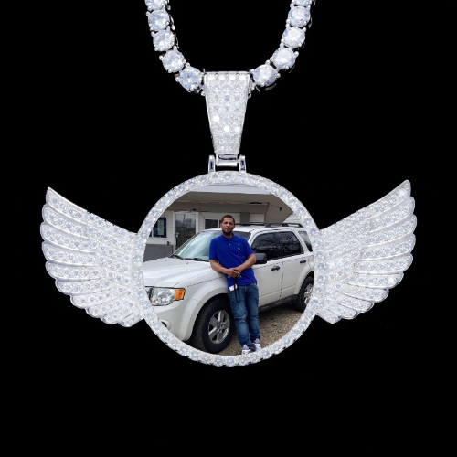 925S & VVS Moissanite 3D Wing Custom Picture Pendant