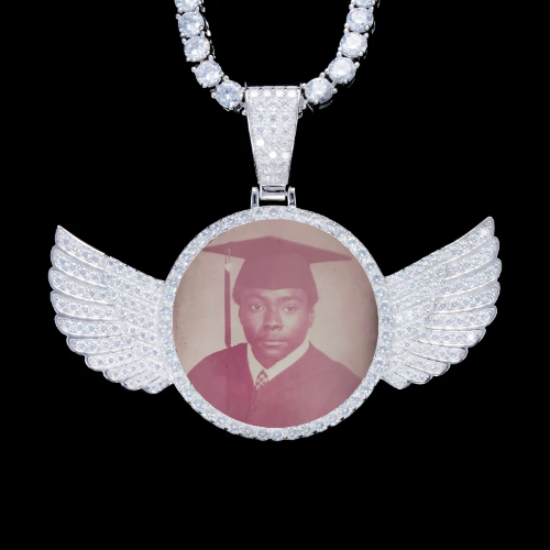 925S & VVS Moissanite 3D Wing Custom Picture Pendant
