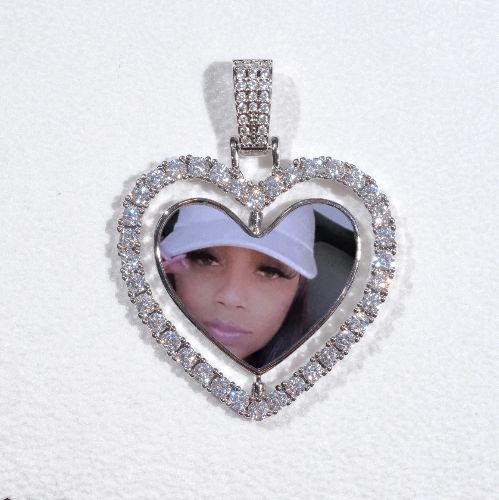 3D Spinning 2-Faced Heart Custom Picture Pendant