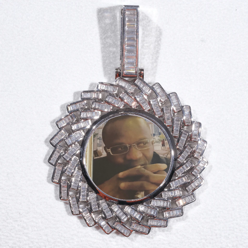 Large 3D Baguette Custom Picture Pendant