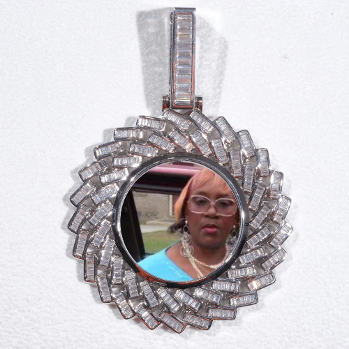 Large 3D Baguette Custom Picture Pendant
