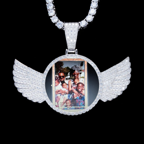 925S & VVS Moissanite 3D Wing Custom Picture Pendant