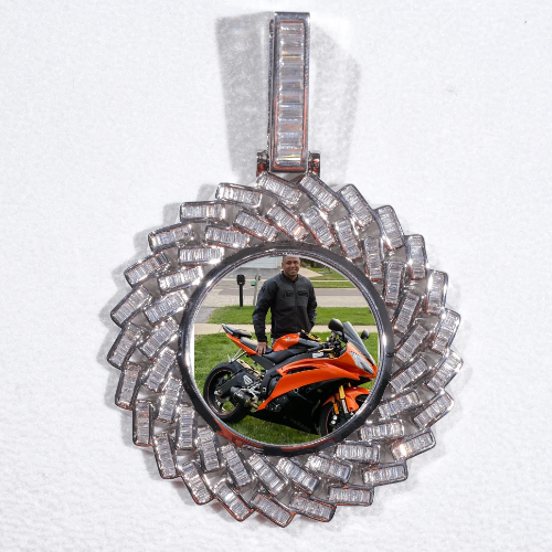 Large 3D Baguette Custom Picture Pendant