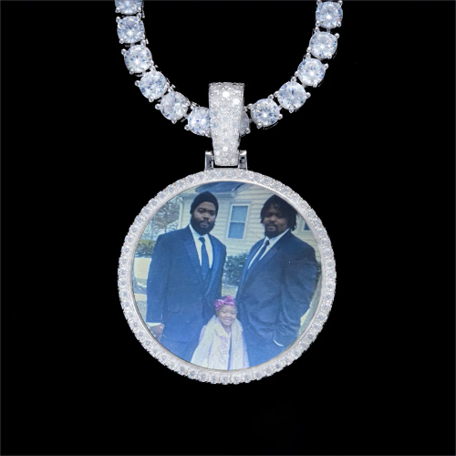 925S & VVS Moissanite 3D Circle Custom Picture Pendant