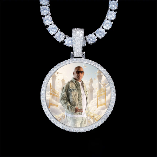 925S & VVS Moissanite 3D Circle Custom Picture Pendant