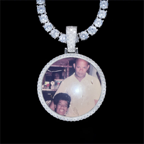 925S & VVS Moissanite 3D Circle Custom Picture Pendant