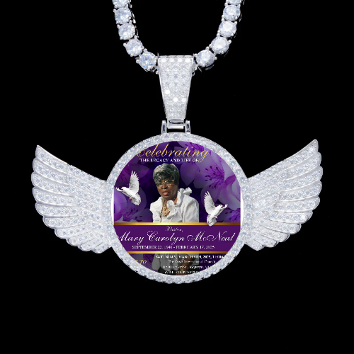 925S & VVS Moissanite 3D Wing Custom Picture Pendant