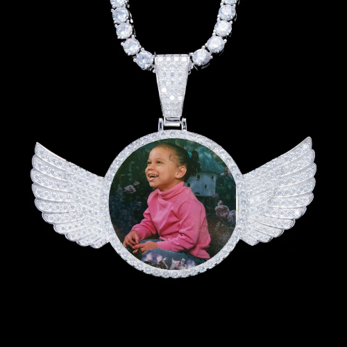 925S & VVS Moissanite 3D Wing Custom Picture Pendant