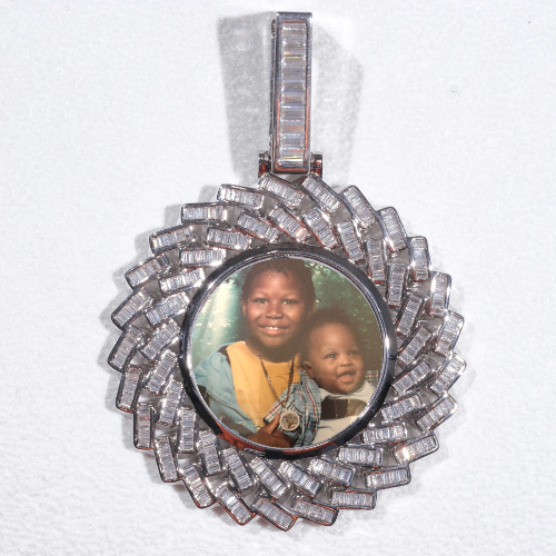Large 3D Baguette Custom Picture Pendant