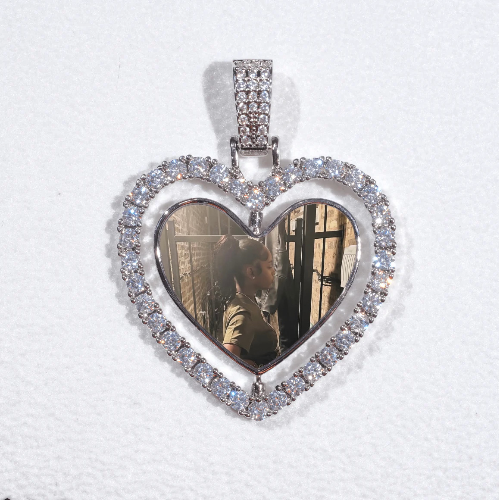 3D Spinning 2-Faced Heart Custom Picture Pendant