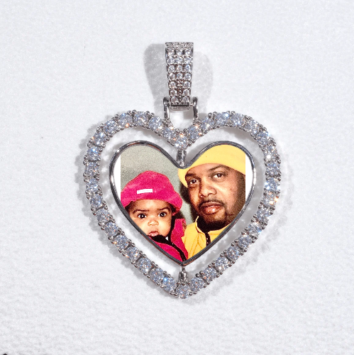3D Spinning 2-Faced Heart Custom Picture Pendant
