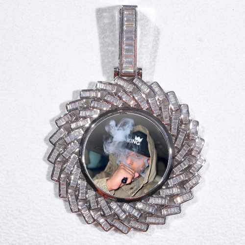 Large 3D Baguette Custom Picture Pendant