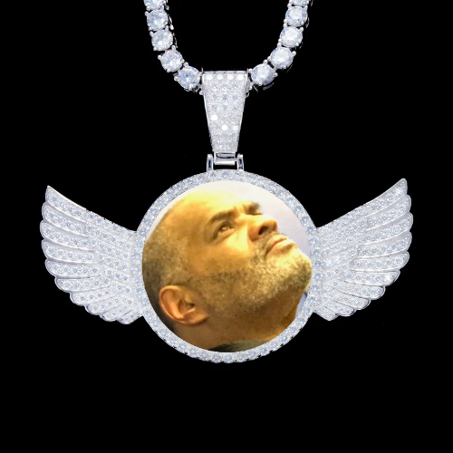925S & VVS Moissanite 3D Wing Custom Picture Pendant
