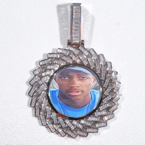 Large 3D Baguette Custom Picture Pendant