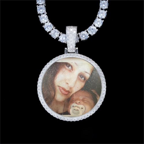 925S & VVS Moissanite 3D Circle Custom Picture Pendant