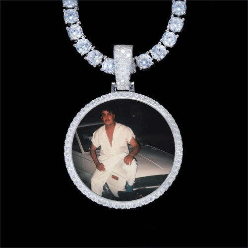 925S & VVS Moissanite 3D Circle Custom Picture Pendant