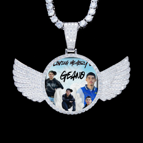 925S & VVS Moissanite 3D Wing Custom Picture Pendant