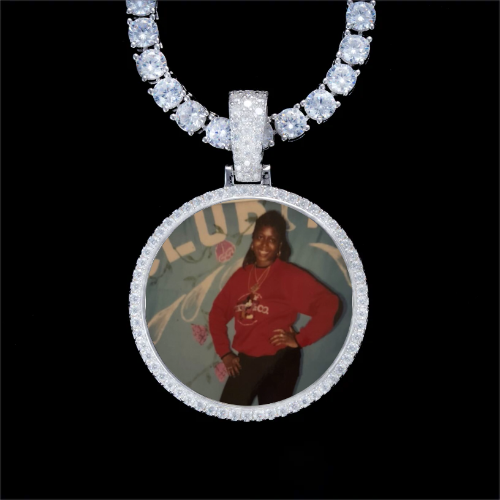 925S & VVS Moissanite 3D Circle Custom Picture Pendant