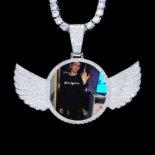 925S & VVS Moissanite 3D Wing Custom Picture Pendant