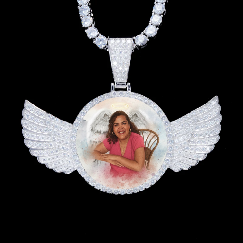 925S & VVS Moissanite 3D Wing Custom Picture Pendant