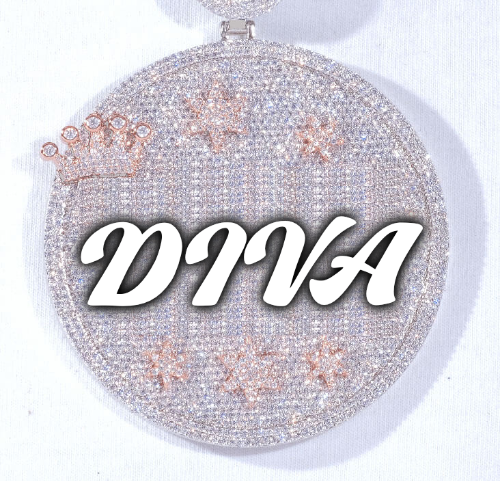 CUSTOM LETTER NECKLACE 3D BIG CROWN DISC