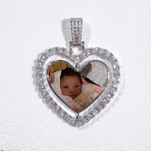 3D Spinning 2-Faced Heart Custom Picture Pendant