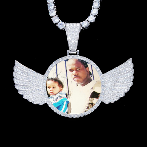 925S & VVS Moissanite 3D Wing Custom Picture Pendant